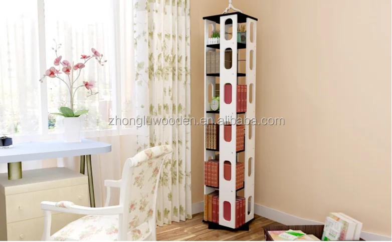 cao county 2017 Hot sales A-1702 Revolving Media Tower walnut wooden revolving bookstand