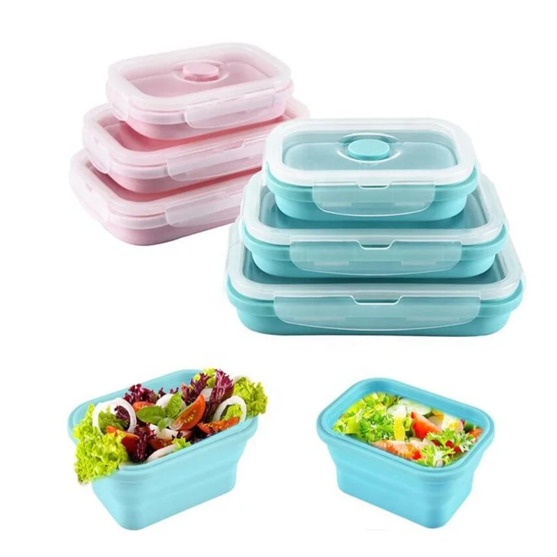 
Силиконовые складные контейнеры для хранения пищевых продуктов с морозильной камерой, складные силиконовые контейнеры для хранения и корзины, коробка для свежего ланча 