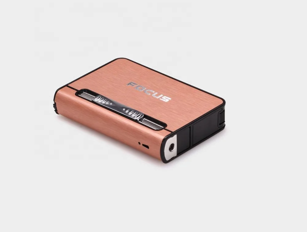 FOCUS wholesales red flame cigarette lighter box for cigarettes with lighter, automatic cigarettes case