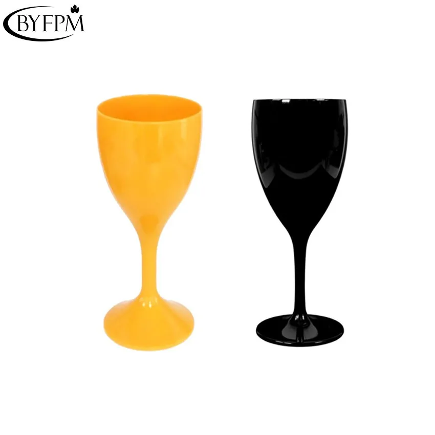 300ml Factory Customized Size Acrylic Wine Goblet Solid Color Food Grade Plastic Black Drinking Wine Glass for Sale