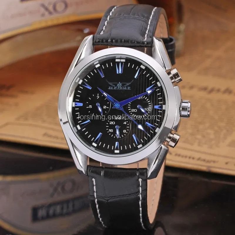 Jargar new products blue dial index own brand automatical watch genuine leather Wrist watches gift items