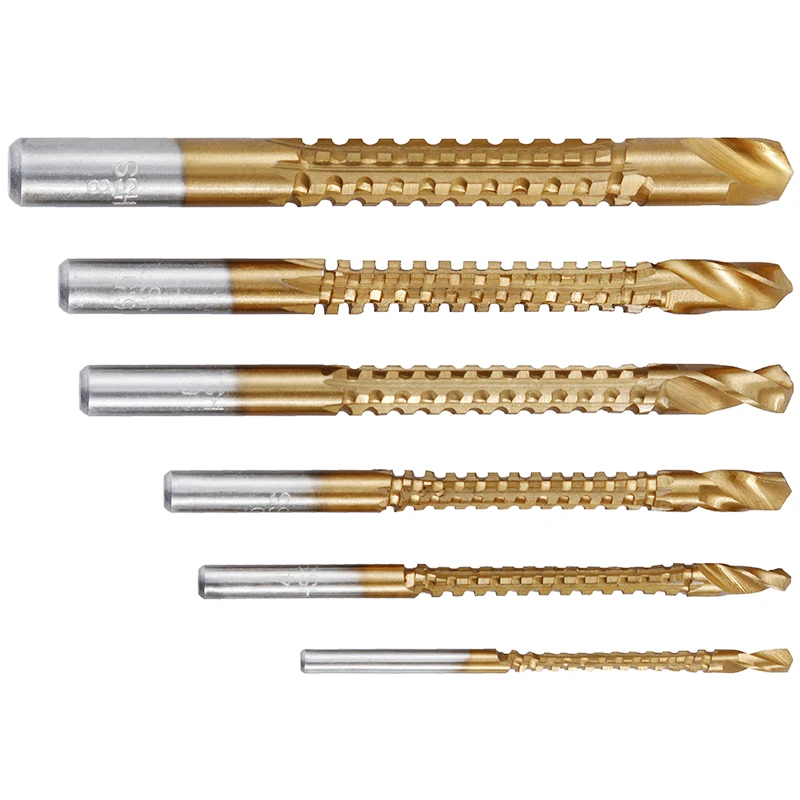 6 PCS/Set High Speed Steel Straight Shank Twist Drill Bit for Drilling Metal, Wood and Plastics