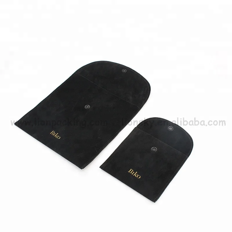 Custom Black Velvet Fabric Pouch Luxury envelope Gift Card jewelry bag