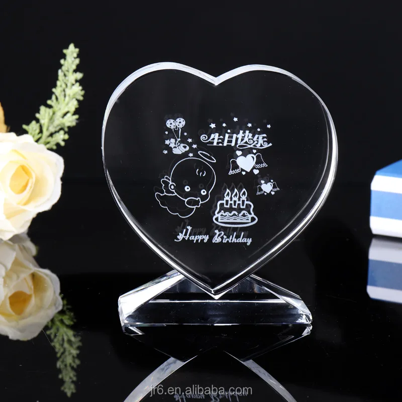 Пользовательский 3D лазерная гравировка любовь фото день рождения Хрустальная награда трофей дизайн подарок
