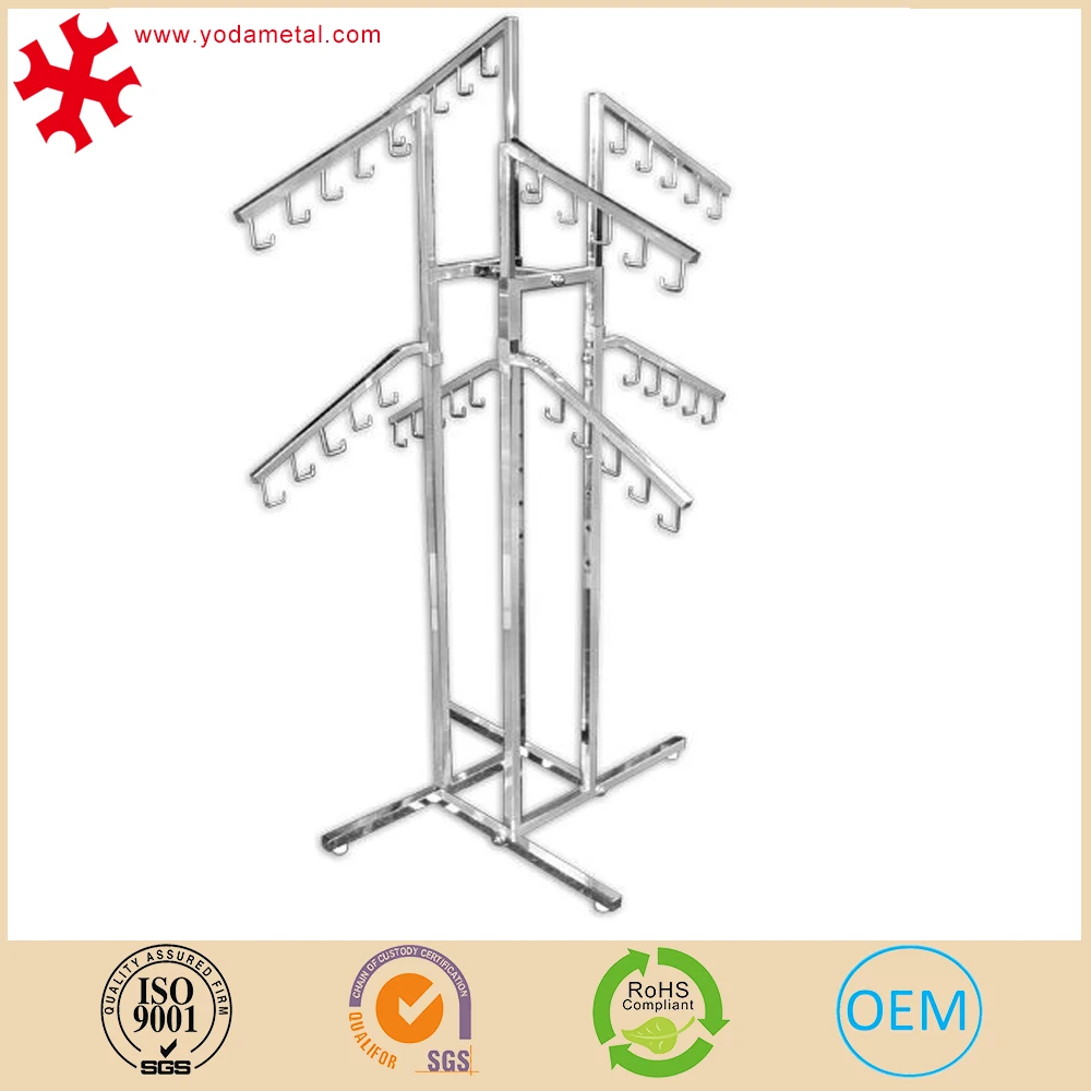 
 Металлическая хромированная Регулируемая подставка для демонстрации сумок с J-образными крючками  