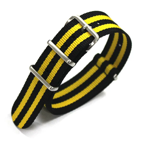 Black yellow black yellow black ring nylon webbing watch strap