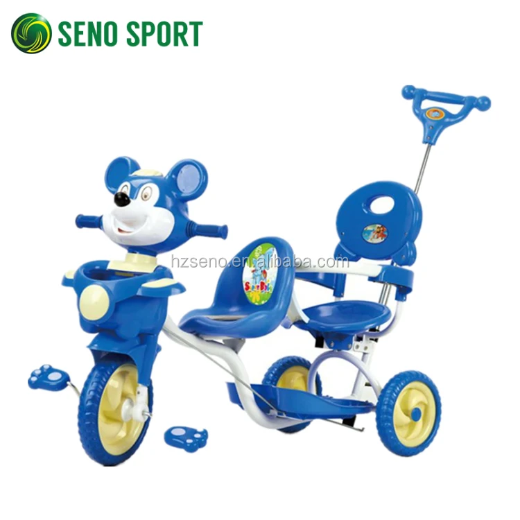 Сертификация EN71 Двухместный детский трехколесный велосипед