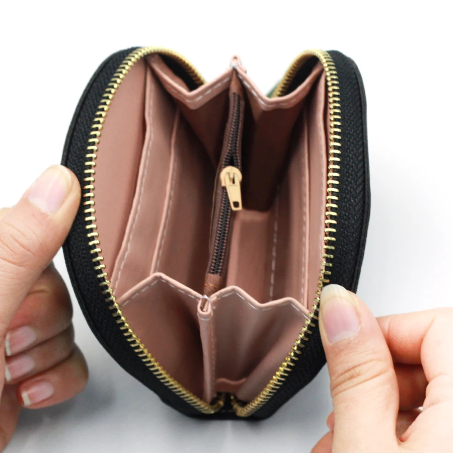 High Quality PU Leather Cute Wallet Korean Style Ladies Small Round Card Holder Wallet for Women