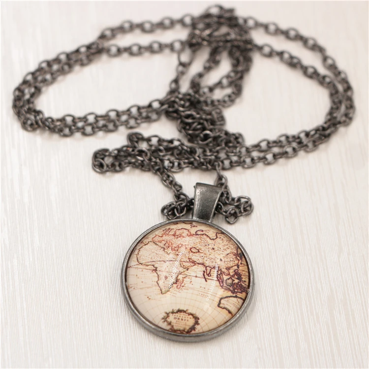 2017 Cheap Wholesale Globe Shape Snap Button GPS Necklace for Youth