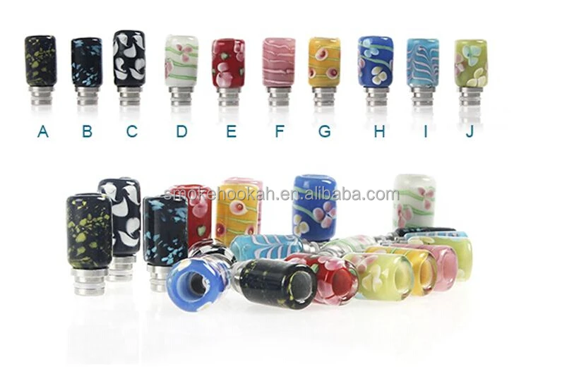 Hottest selling 510 art glass drip tip, flower drip tip with stainless steel base in stock