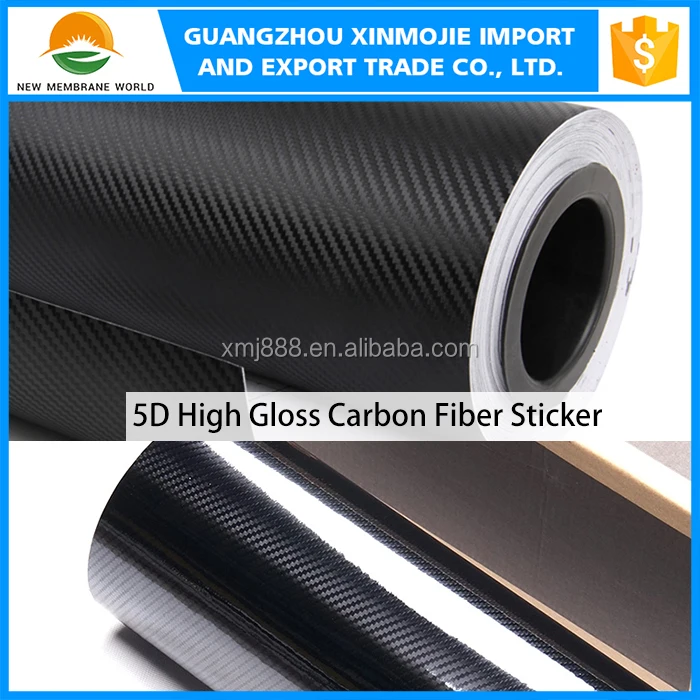 Super Glossy Black Car Wrap Carbon Fiber 5D Car Cover Vinyl Film