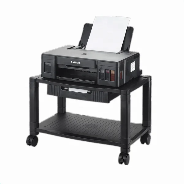 Office 2 Tiers Shelf plastic monitor stand printer cart with Drawer