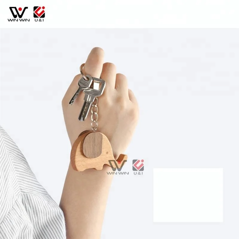 Handmade Wooden Keychain Ring Custom Shape Logo Wood Craft Key Holder