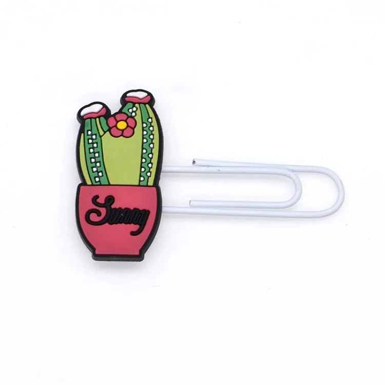 Продвижение подарок ПВХ мягкие металлические закладки пользовательские кактус закладки школьные принадлежности книга клипы