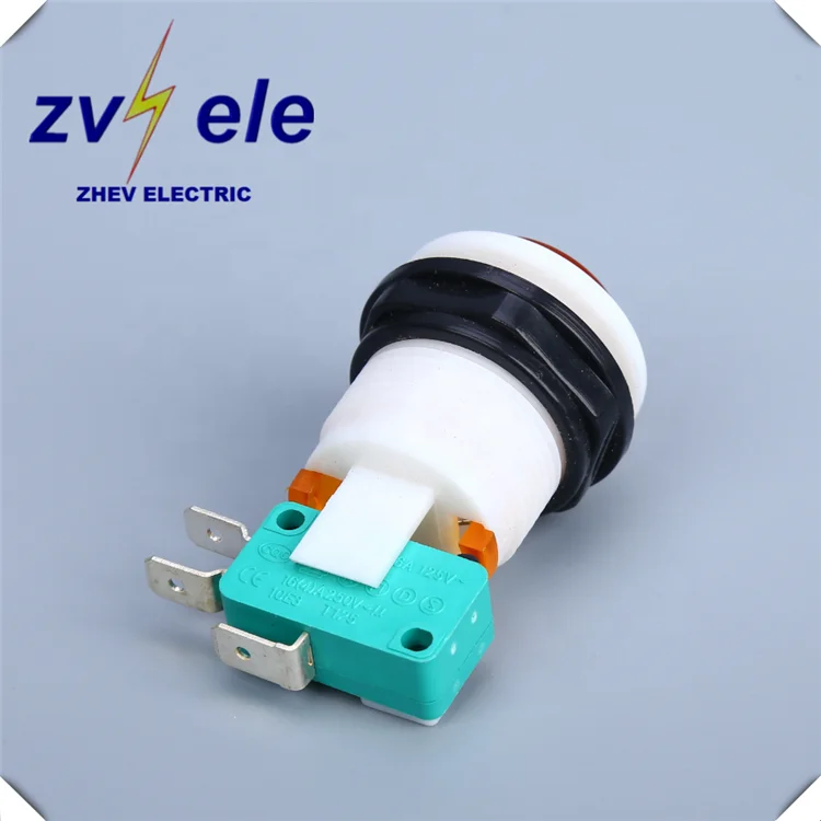 Round Button Arcade Green Micro Switch With White Body Switching