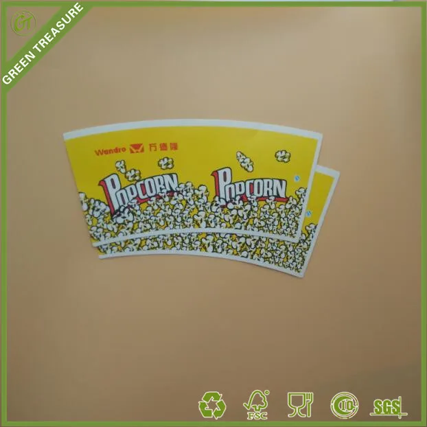 
ROUND CUP STYLE DIE-CUT PAPER FANS SINGLE SIDE PE COATED CUSTOM LOGO AND SIZE PAPER FAN FOR POPCORN AND FRIED CHICKEN BULKET 