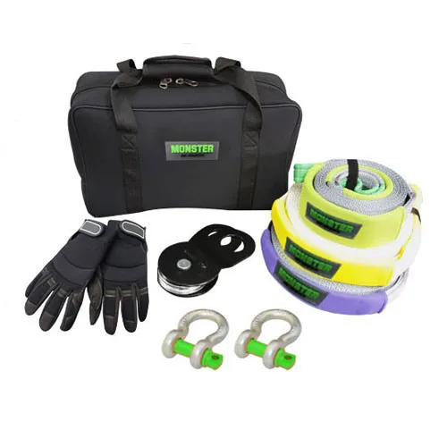 Monster4WD 8pcs Multicoloured Emergency Tool Kit with Anti-Cut Towing Strap and Gloves for Car Towing and Safety Features