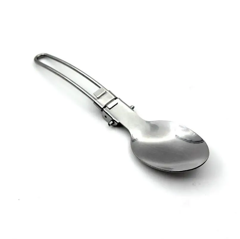 Multifunctional folding camping tableware stainless steel fork knife spoon travel set for outdoor