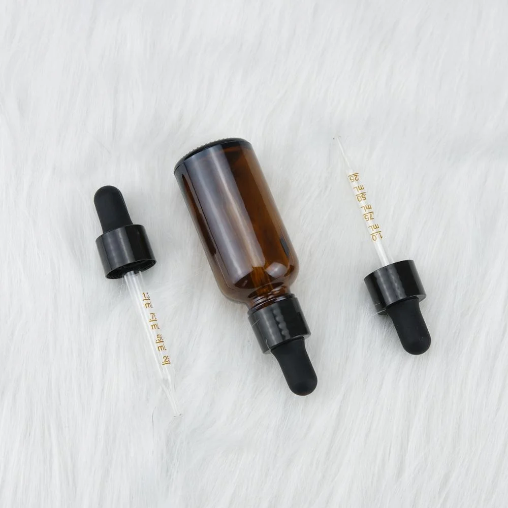18mm glossy dropper cap with food grade graduated glass pipette for essential oil bottle vials