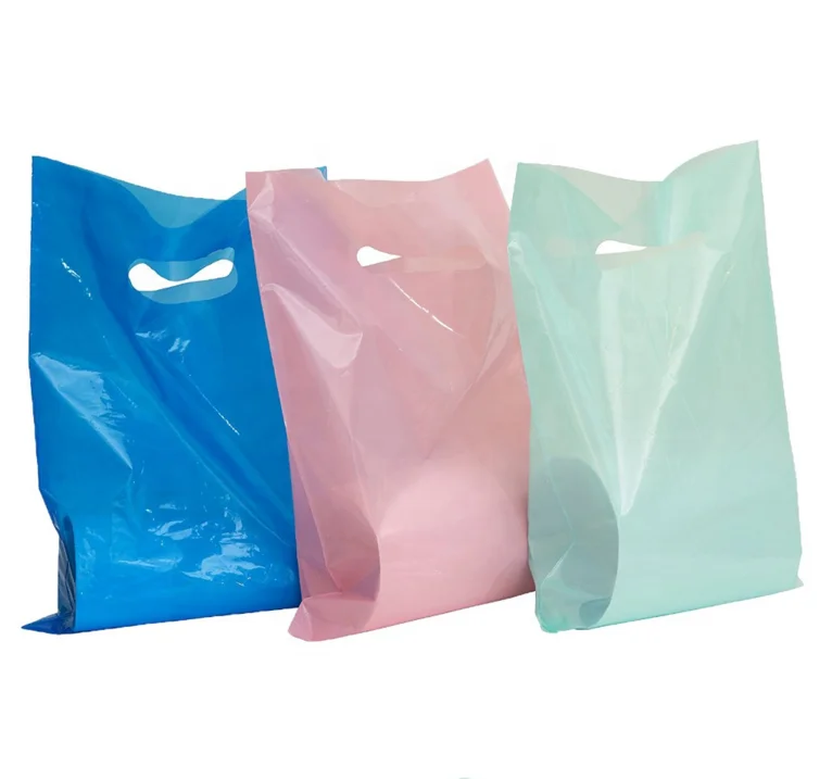 Purple Shopping Bags 9x12 - 1.50 mil Extra Thick LDPE - Glossy Shopping Plastic Bag Bulk with Die Cut Handle - Small Size - 1