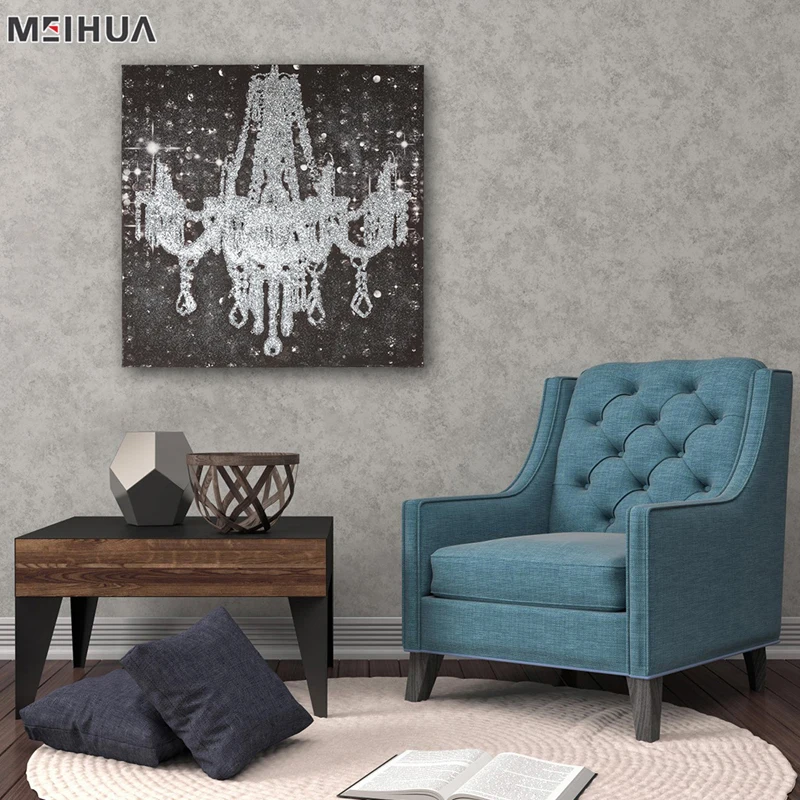 
Simple design modern pendant lamp wall hanging home oil silver shimmer glitter pictures handmade 