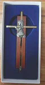 Silver Boy wall Cross Infant Blessing Baby Decor Boy and Girl Cross  Pendant Religious Souvenirs Metal Cross with Keyring