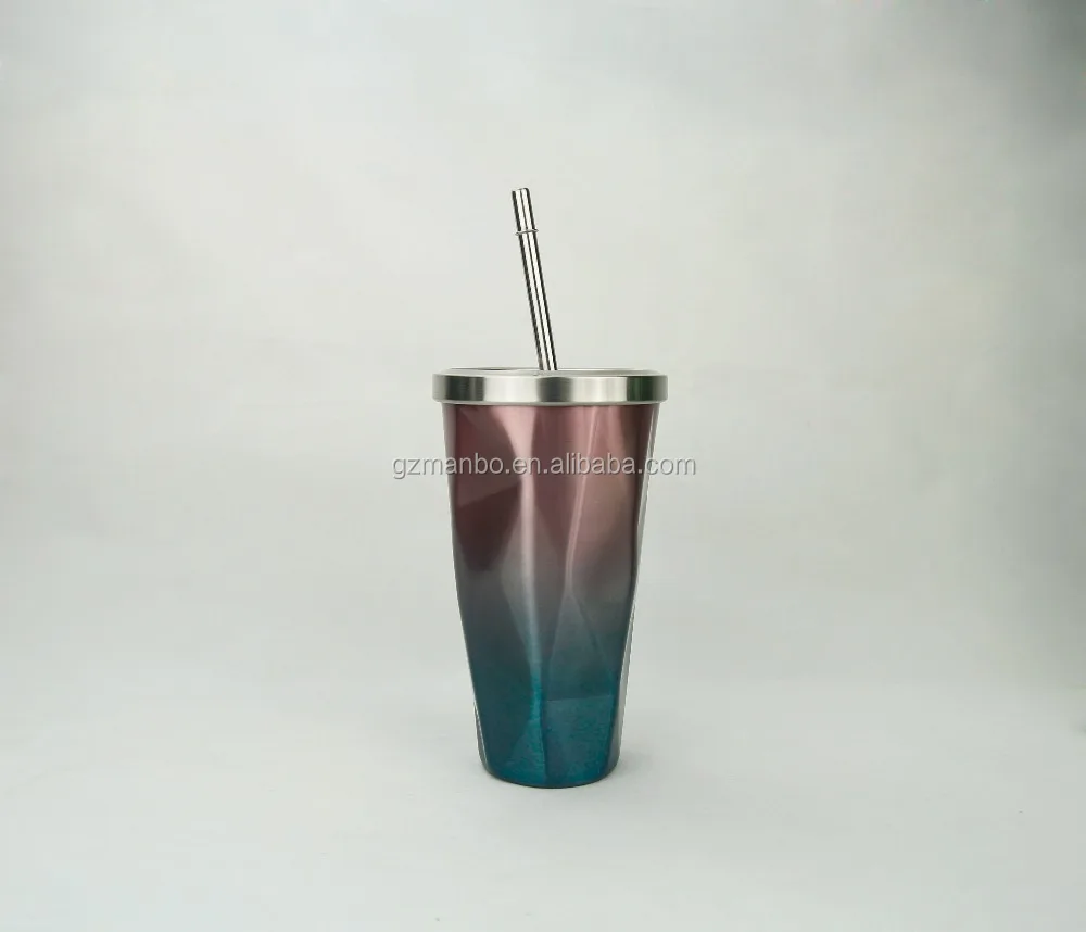 Factory Wholesale Stainless Steel Tumbler with Straw Hot and Cold Drinking Mug 16 oz