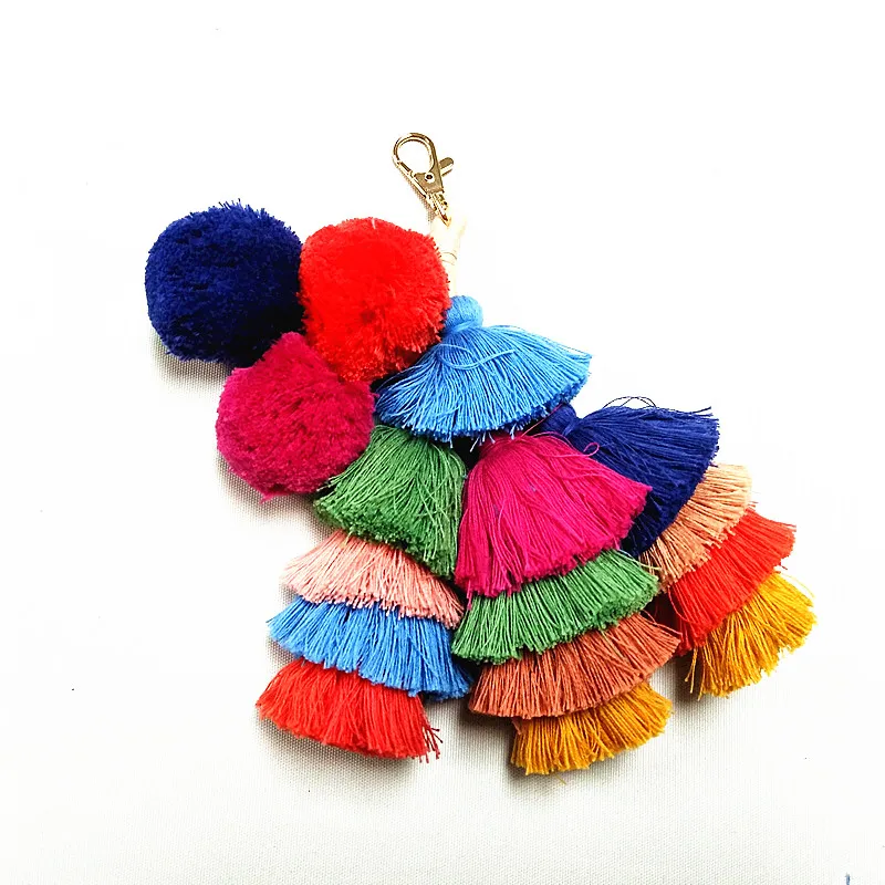 Colorful decorative craft cotton pompom tassel for bag & pompom tassel for Australia market