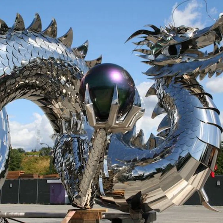 Large Outdoor Decoration Dragon Statue Big Stainless Steel  Sculpture