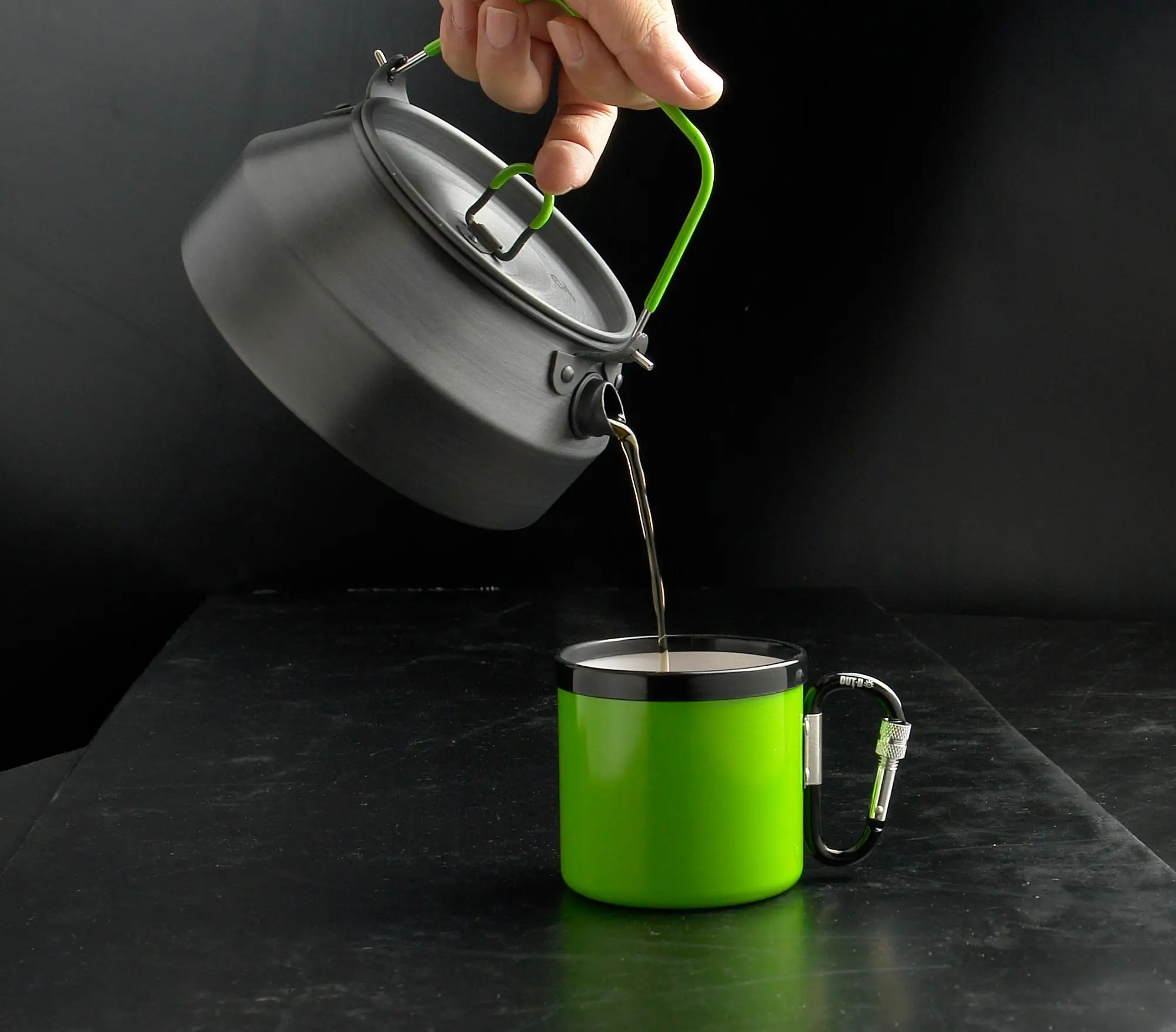 Aluminium alloy mini outdoor travel cooking black hot water kettle teapot