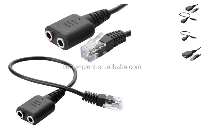 RJ9 Plug to 2 X 3.5mm Jack for PC Headset to Avaya 1600 9600 SNOM Yealink Phones
