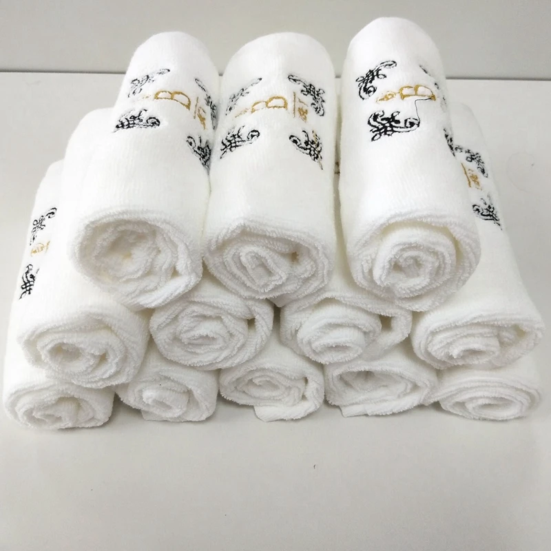 100% cotton embroidered logo hotel towel with 12pcs