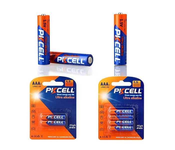PKCELL батарейки типа AAA lr03 1 5 V Zn-MnO2 сухая батарея туда и обратно долговечные щелочные батареи