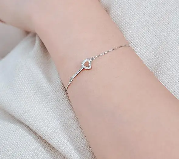 china wholesale 925 sterling silver bracelet women love heart silver chain