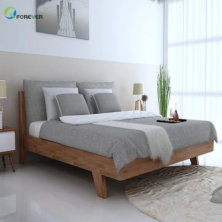 Nordic Solid Wood Bedroom Economy Simple Modern Double Bed