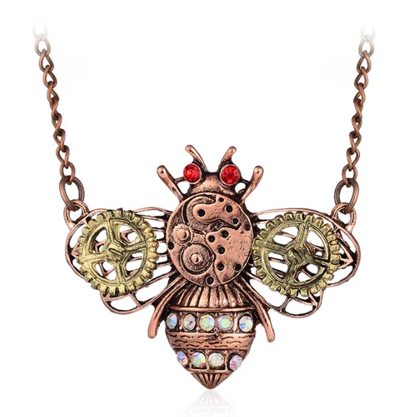 Steam Punk Heart Shaped Mechanical Gear Necklace Retro Insect Owl Clavicle Necklace