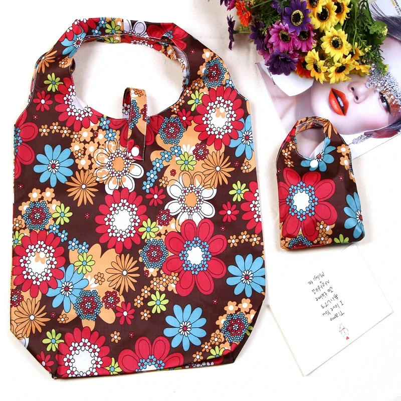 
Custom printed tote bag floral for woman promotional recycle Foldable tote bag eco friendly supermarket shopping bag suppliers 