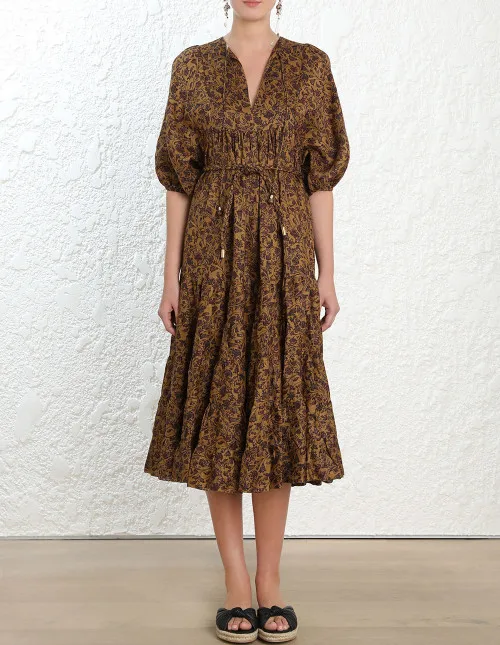 2019 Long Tiered Midi V neck Skirt Adult Age Group Resort Beach Dress Wholesale Women