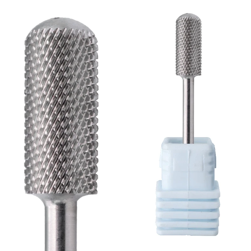 Large Small Barrel Smooth Rounded Top Nail Drill Bits Box Custom Logo Tungsten Carbide Nail Drill Bit With Plastic Case