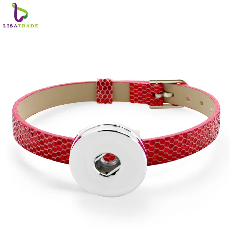 Wholesale 8mm Glint PU Leather snap button Bracelet DIY Personalized Wristband Fit Slide Letter Charm ,Accept Custom Bracelet
