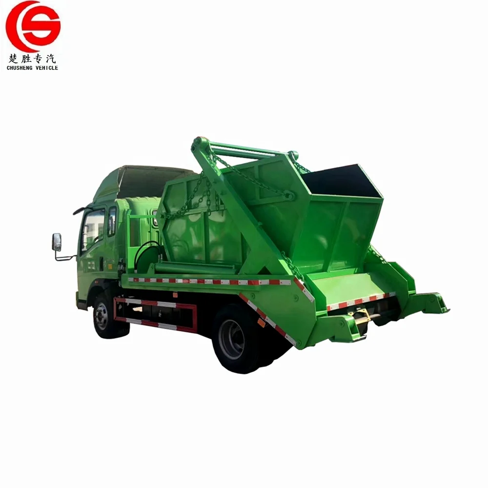 HOWO 4x2 6x4 small 3M3 mobile skip loader garbage Vehicle Swing Arm Garbage Compactor Truck