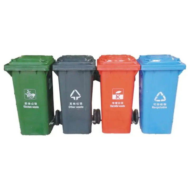 Outdoor Large 660 liter plastic garbage waste bin with lid