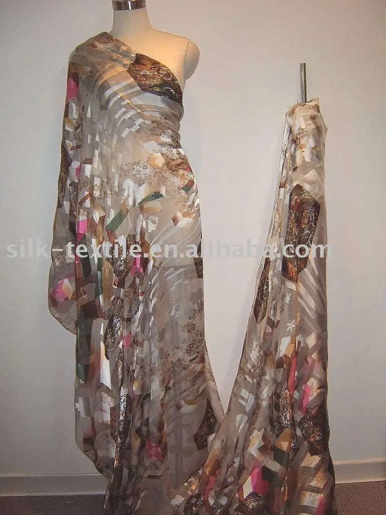 Burnt out Silk Viscose Satin