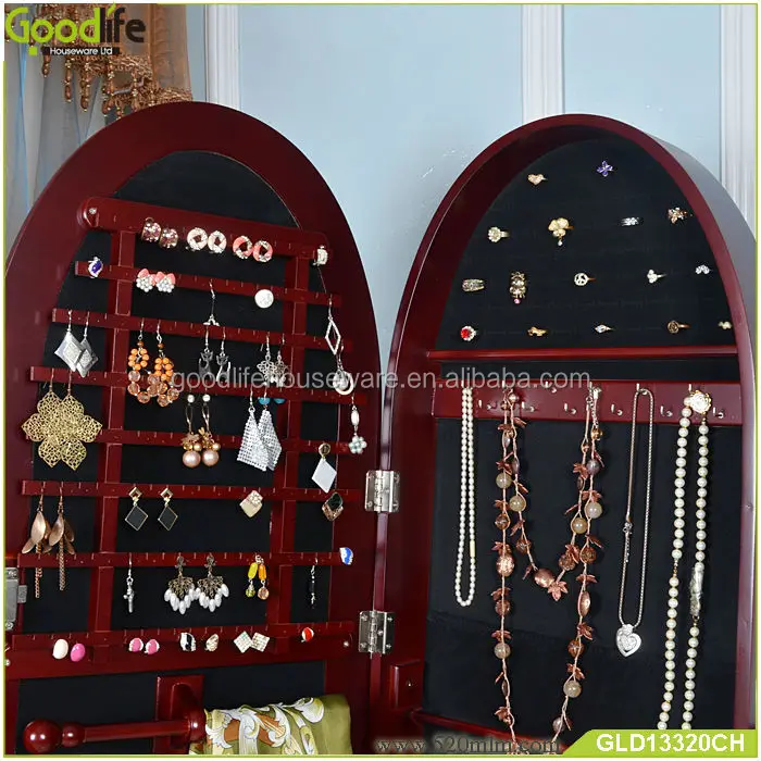 Full length oval shape vintage wooden mirror