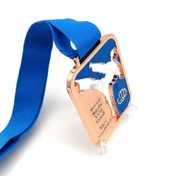 Creative Custom Square Cut Out 3D Metal Copper Enamel Medal Karate