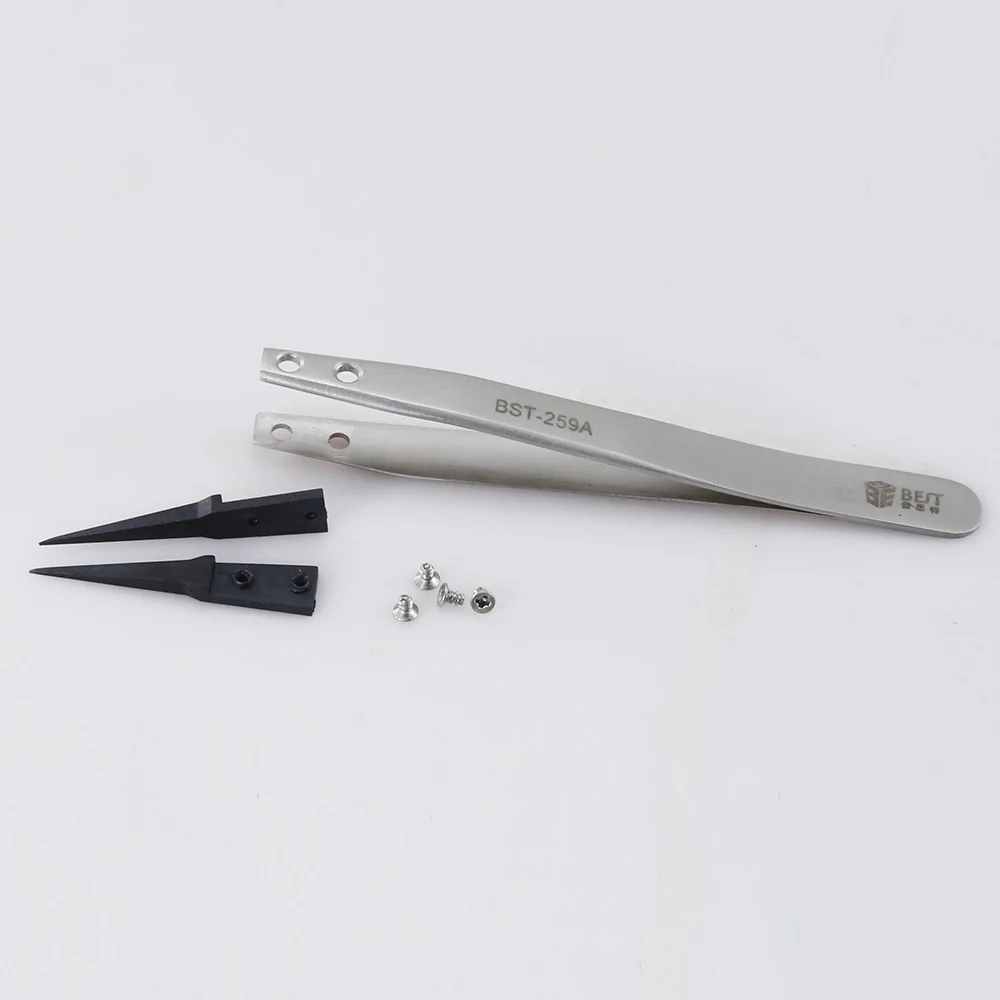 BEST-259A ESD replaceable plastic tipped tweezers for electronic repair