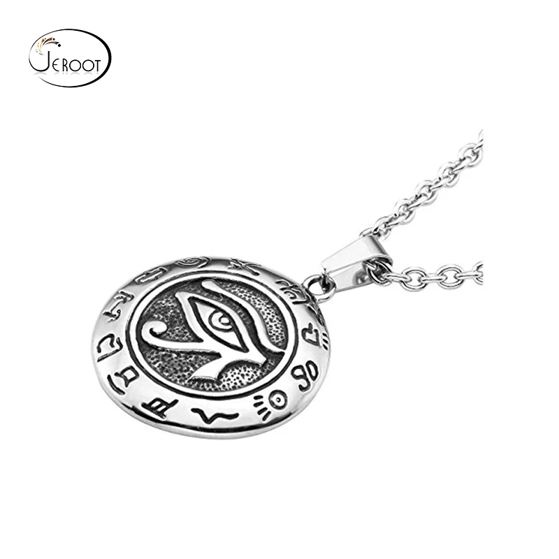Wholesale Men Steel Jewelry Egyptian Symbols Necklace Amulet Eye Of Horus Pendant