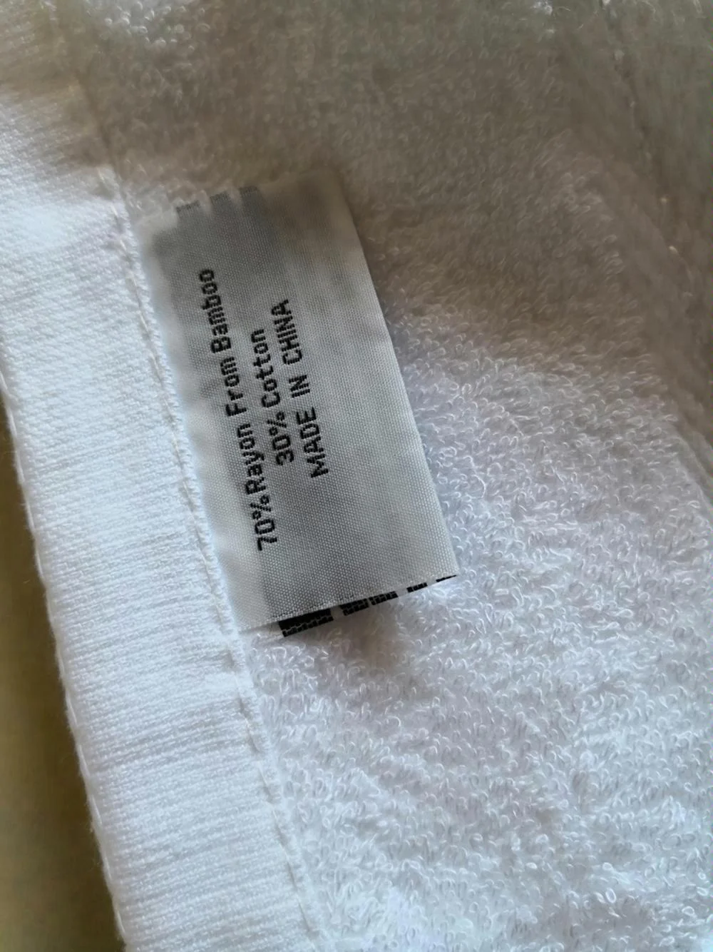 White 70% Bamboo Rayon 30% Cotton Soft  Hotel Towel