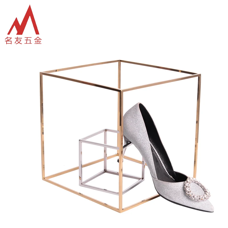 Multi-purpose free standing stainless steel rectangular display cube