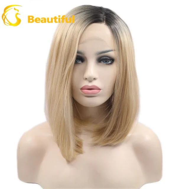 Beyonce style 10a grade 12inch ombre blonde human hair full lace wig short bob brazilian hair